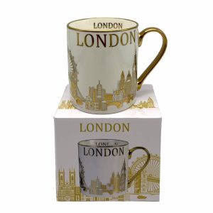 Electroplated White & Gold London Mug