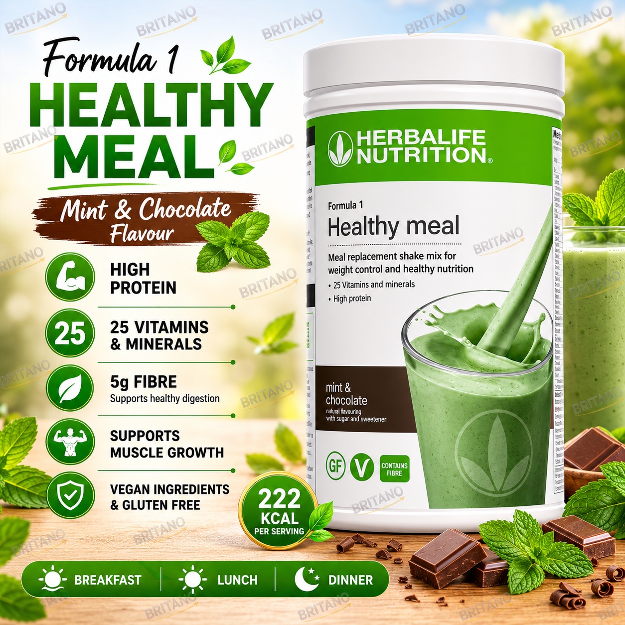 Formula 1 Nutritional Shake Mix Mint & Chocolate 550 g - Image 2
